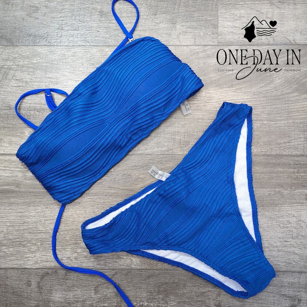 Zaful Textured Bandeau Bikini Swimsuit Size M